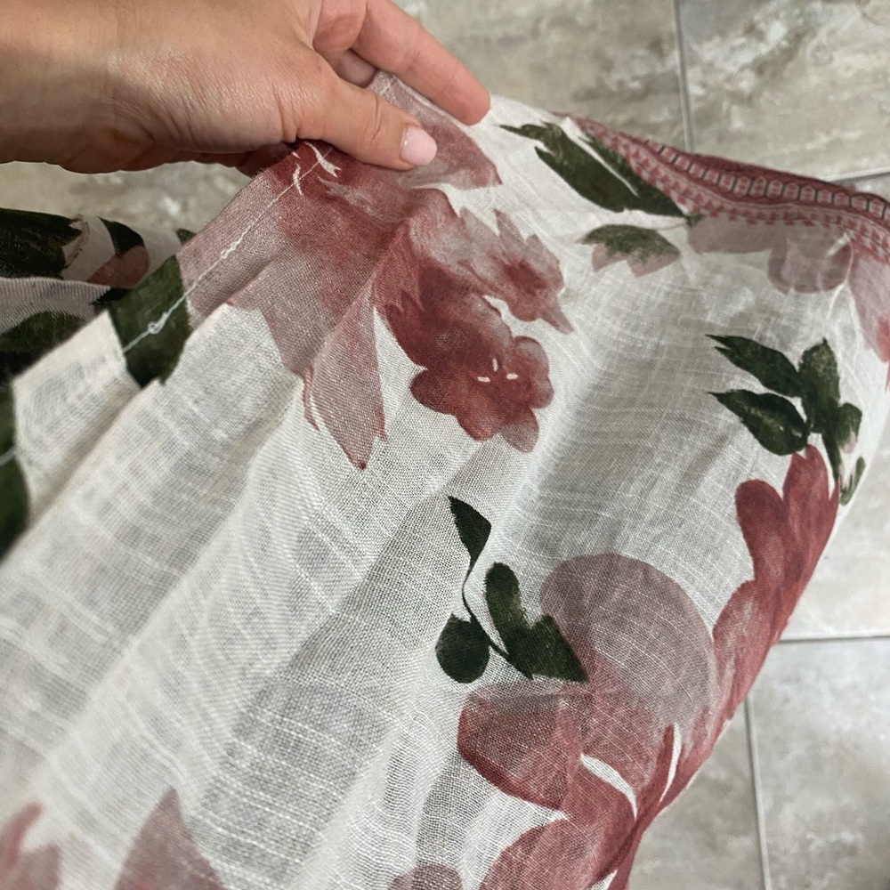 NALINI Women’s White Pink/Purple Floral Long Kimono Boho Beach Cover-up - Picture 7 of 12